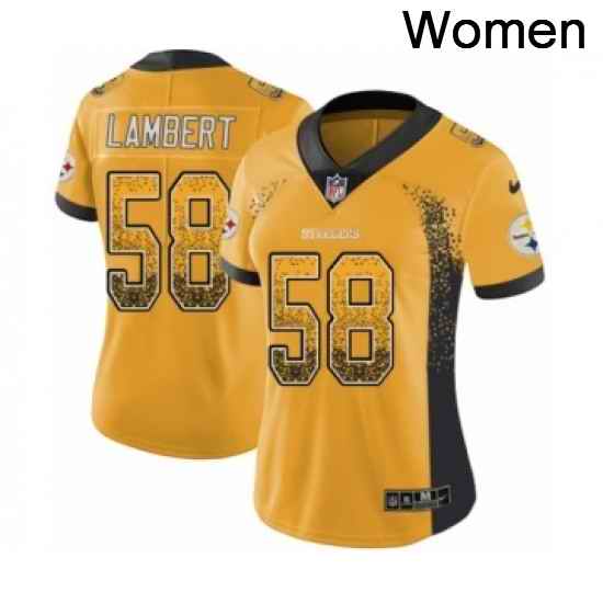 Womens Nike Pittsburgh Steelers 58 Jack Lambert Limited Gold Rush Drift Fashion NFL Jersey
